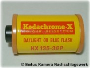Hier wird ein Kodak Kodachrome-X (KX 135-36 P) gezeigt
